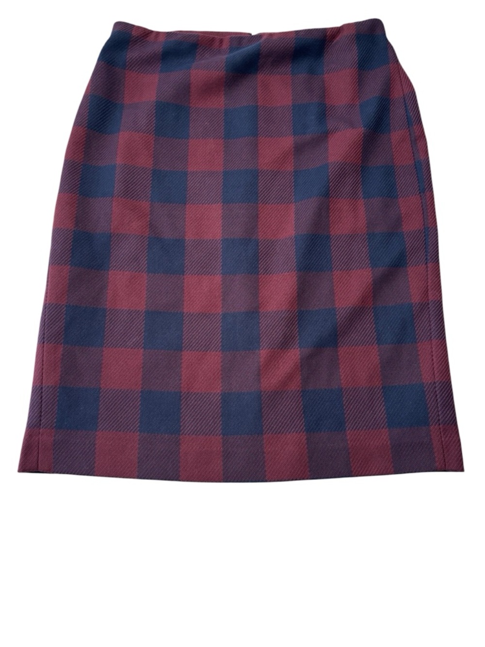 Ann Taylor Plum Plaid Pencil Skirt 8 Ponte Knit Work Office Classic